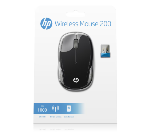 MOUSE WIRELESS HP 200 BLACK