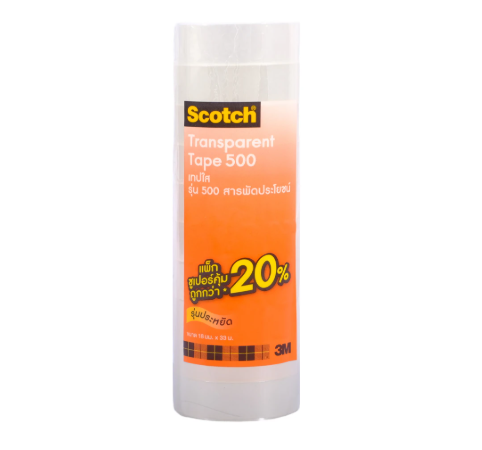 Scotch 3M เทปใส No.500 3/4 นิ้ว x 36 หลา แกนเล็ก